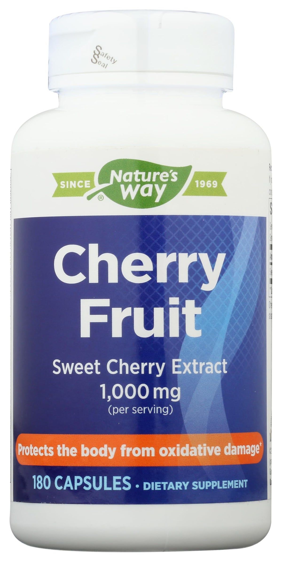 Nature's Way frasco frontal del extracto de cereza, presentación práctica y sin gluten