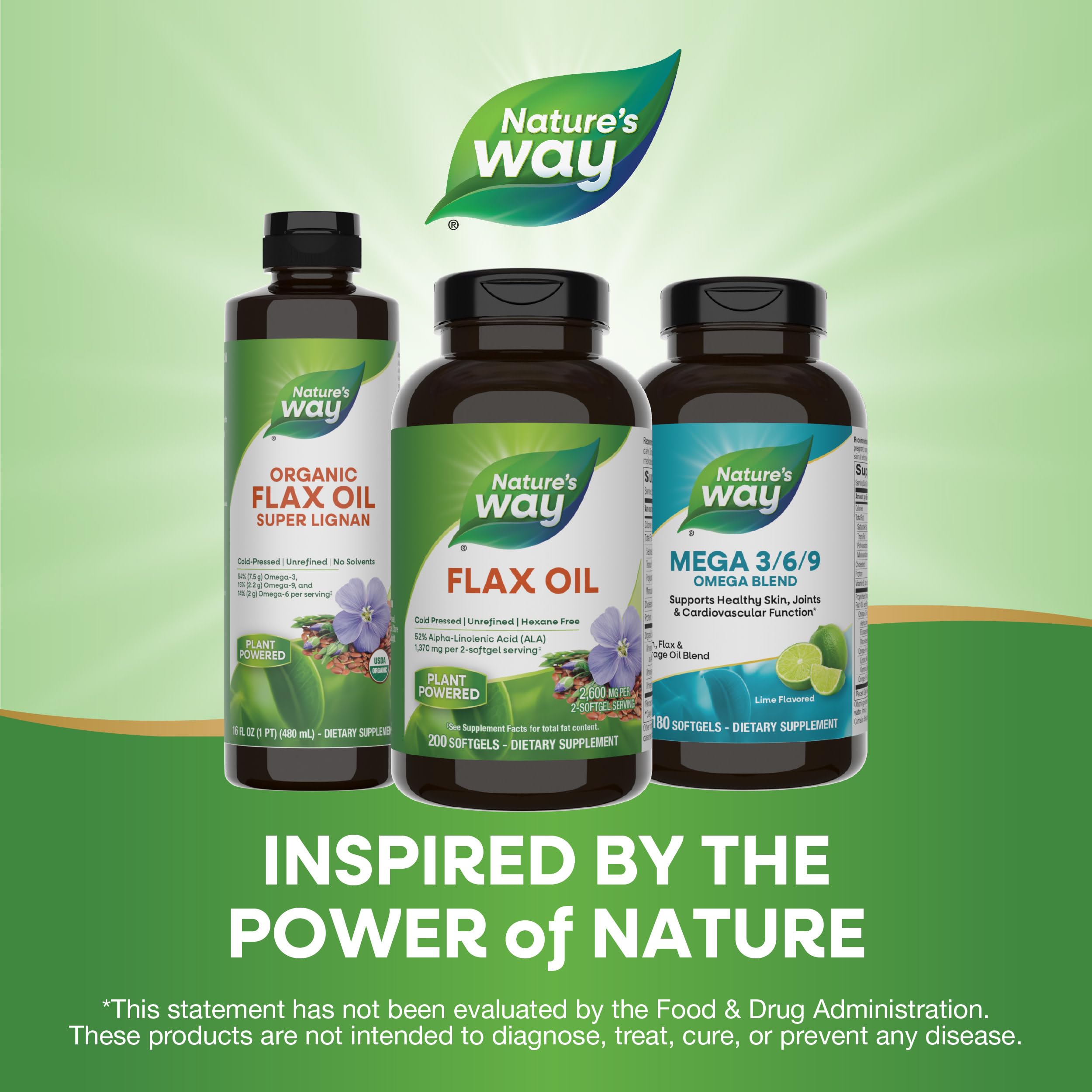 Nature's Way frasco en cocina junto a alimentos saludables para contexto de uso diario