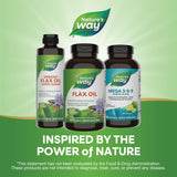 Nature's Way frasco en cocina junto a alimentos saludables para contexto de uso diario