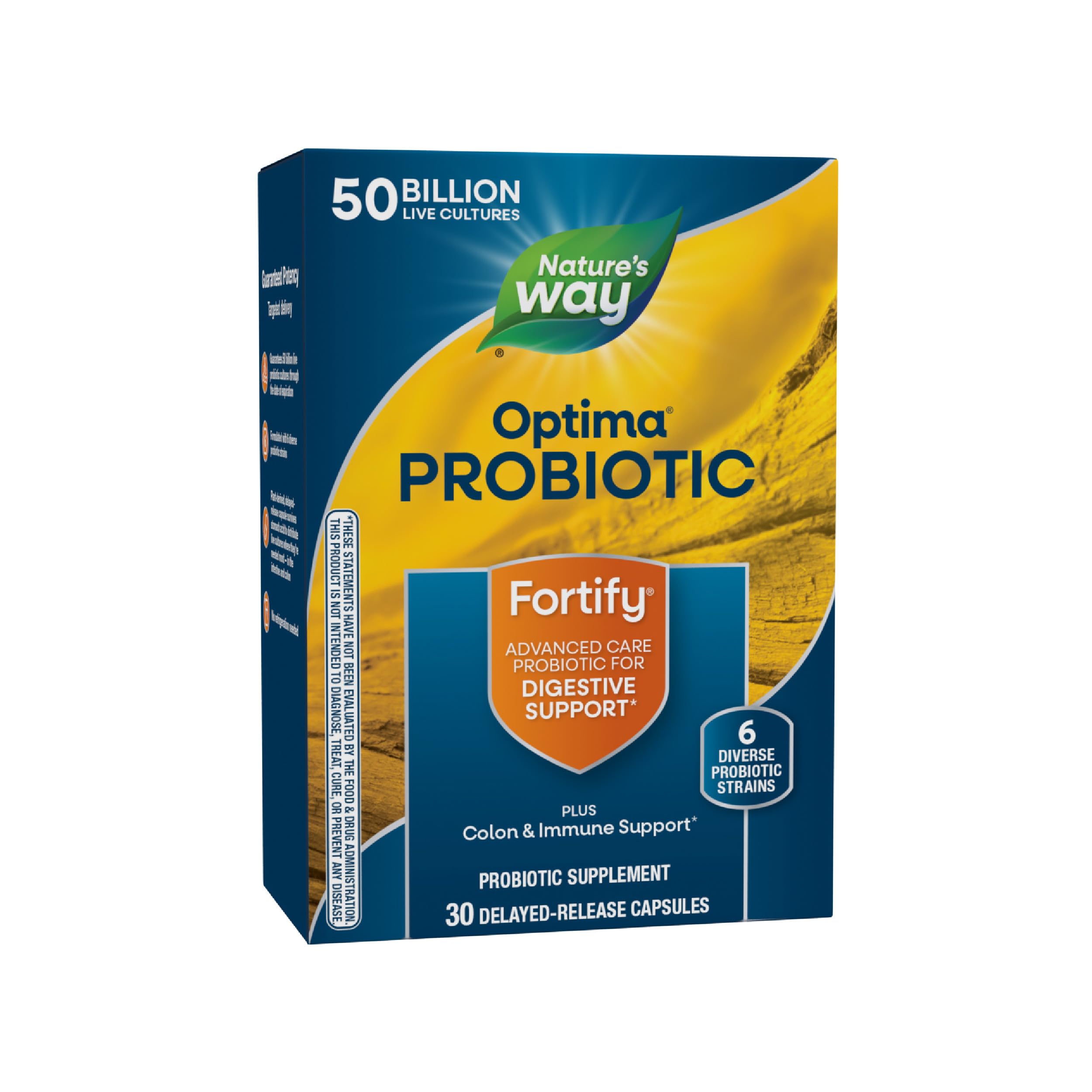 Nature's Way envase frontal mostrando 50 mil millones y seis cepas