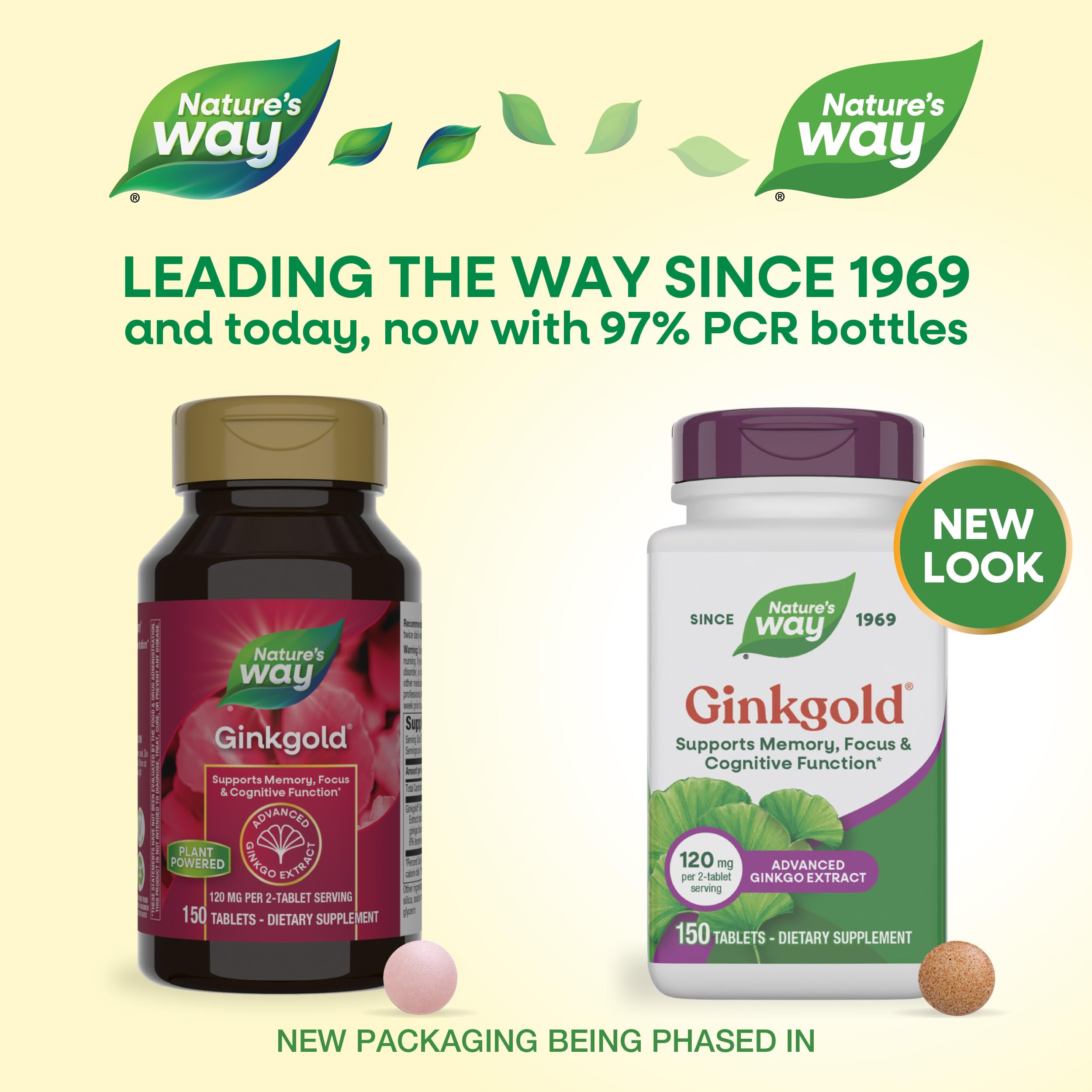 Nature's Way tabletas apiladas mostrando forma y beneficio
