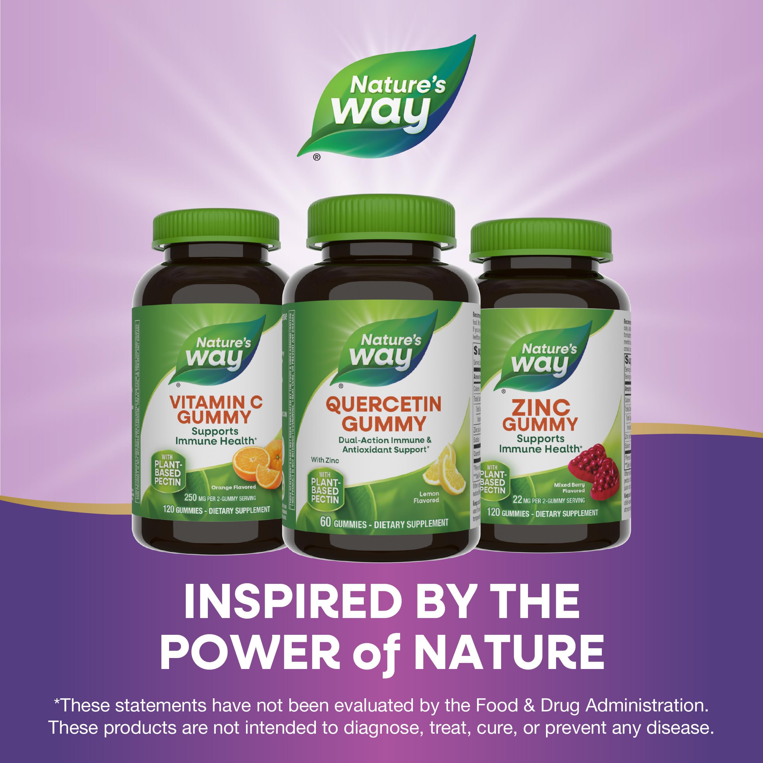 Nature's Way ingredientes destacados pectina, sin gelatina y apto vegetariano