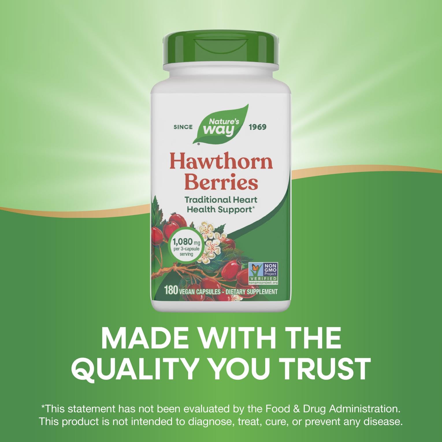 Nature's Way etiqueta con Tru-ID y certificaciones no-GMO visibles