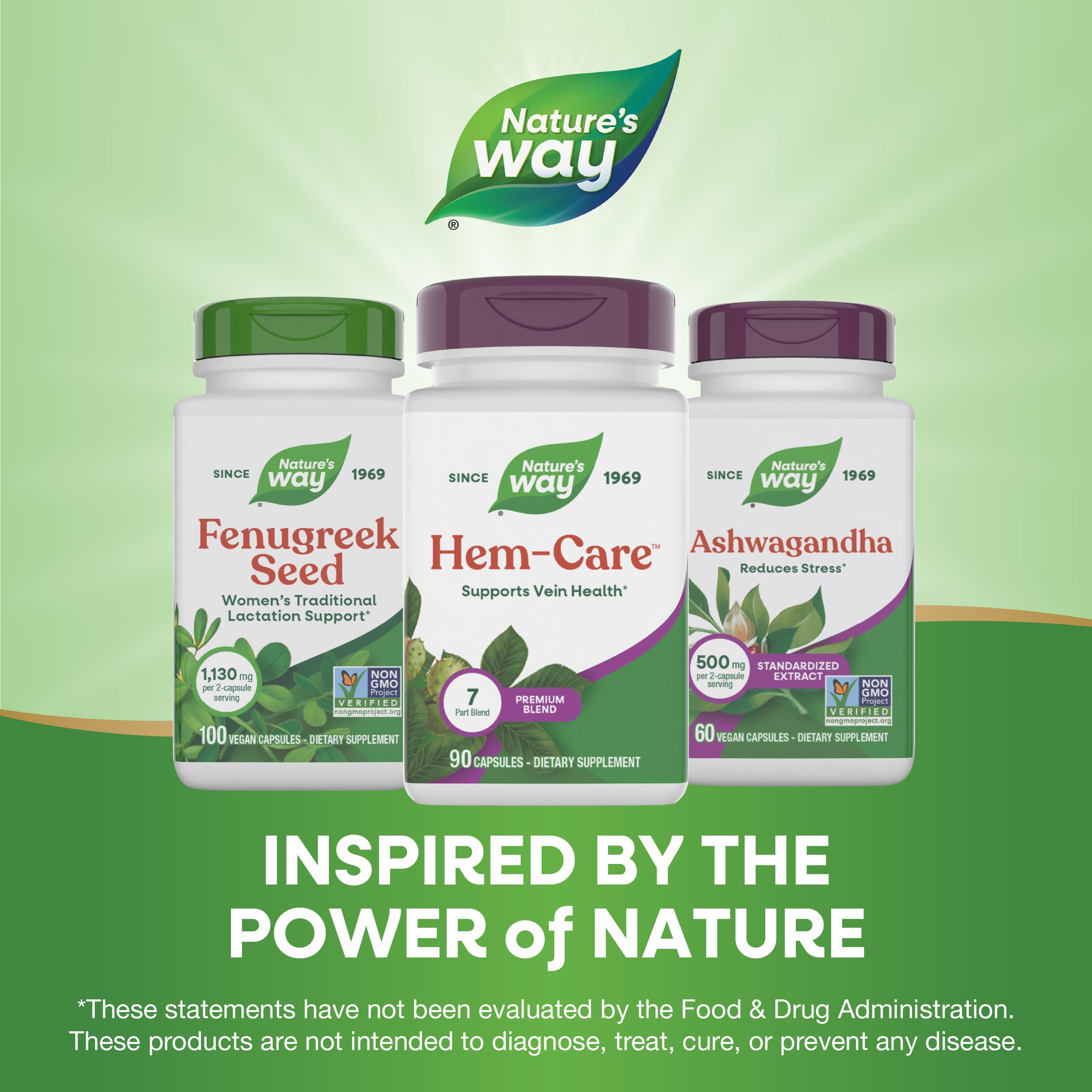 Nature's Way frasco Hem-Care junto a contenedor mostrando que incluye 90 cápsulas