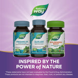 Nature's Way sellos de vegan y Non-GMO Project para demostrar calidad