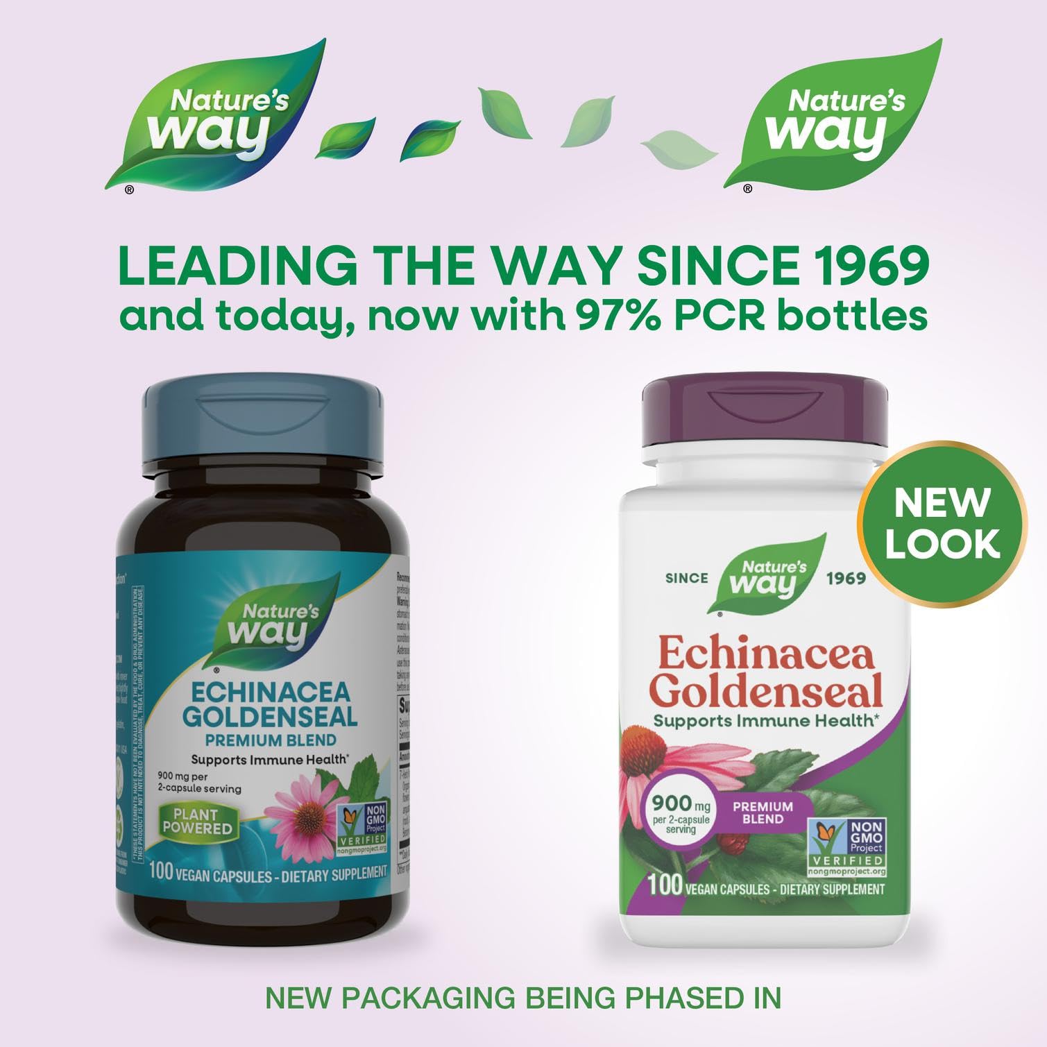 Nature's Way detalle de ingredientes botánicos y mezcla premium visible