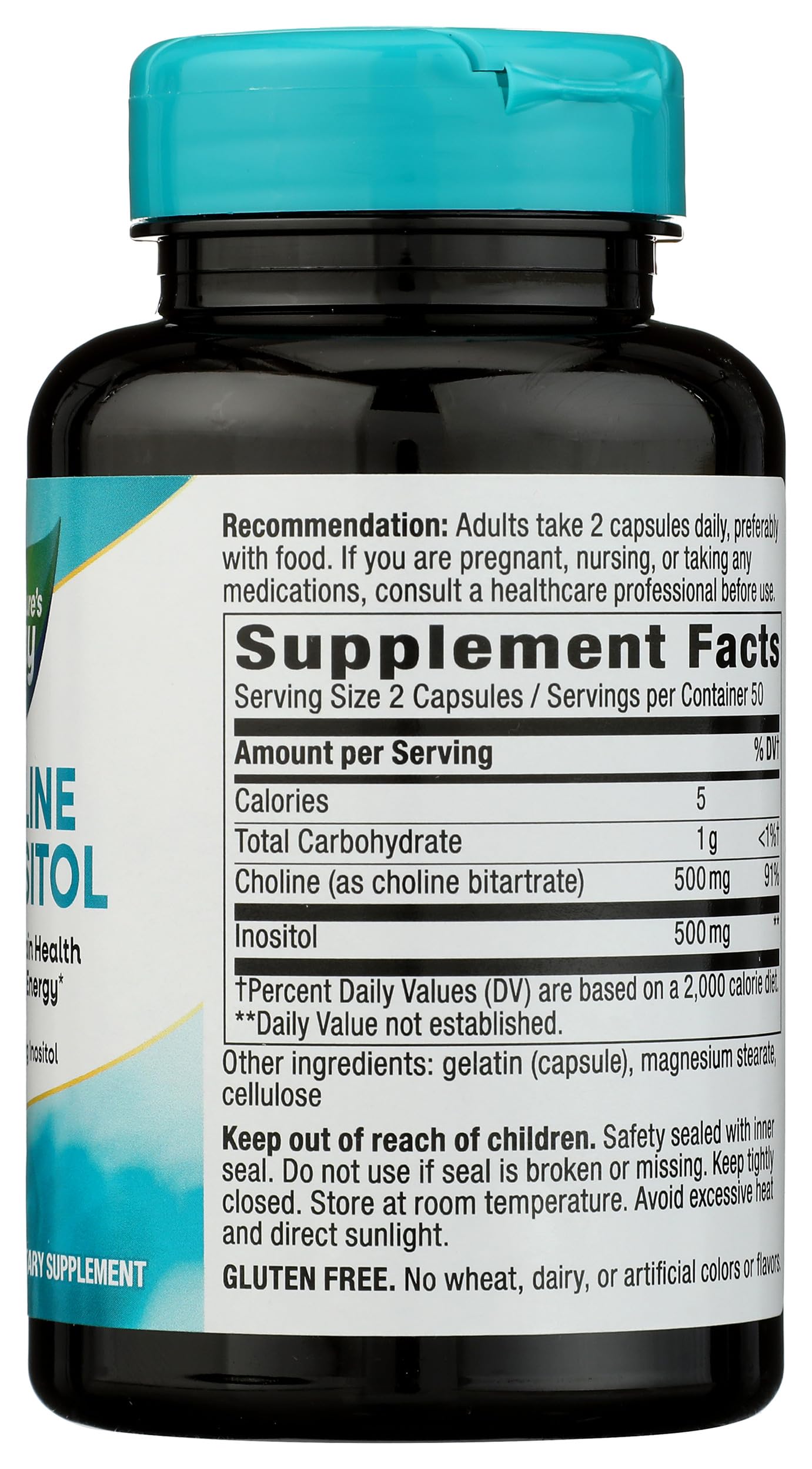 Nature's Way detalle de ingredientes y sellos de calidad del producto
