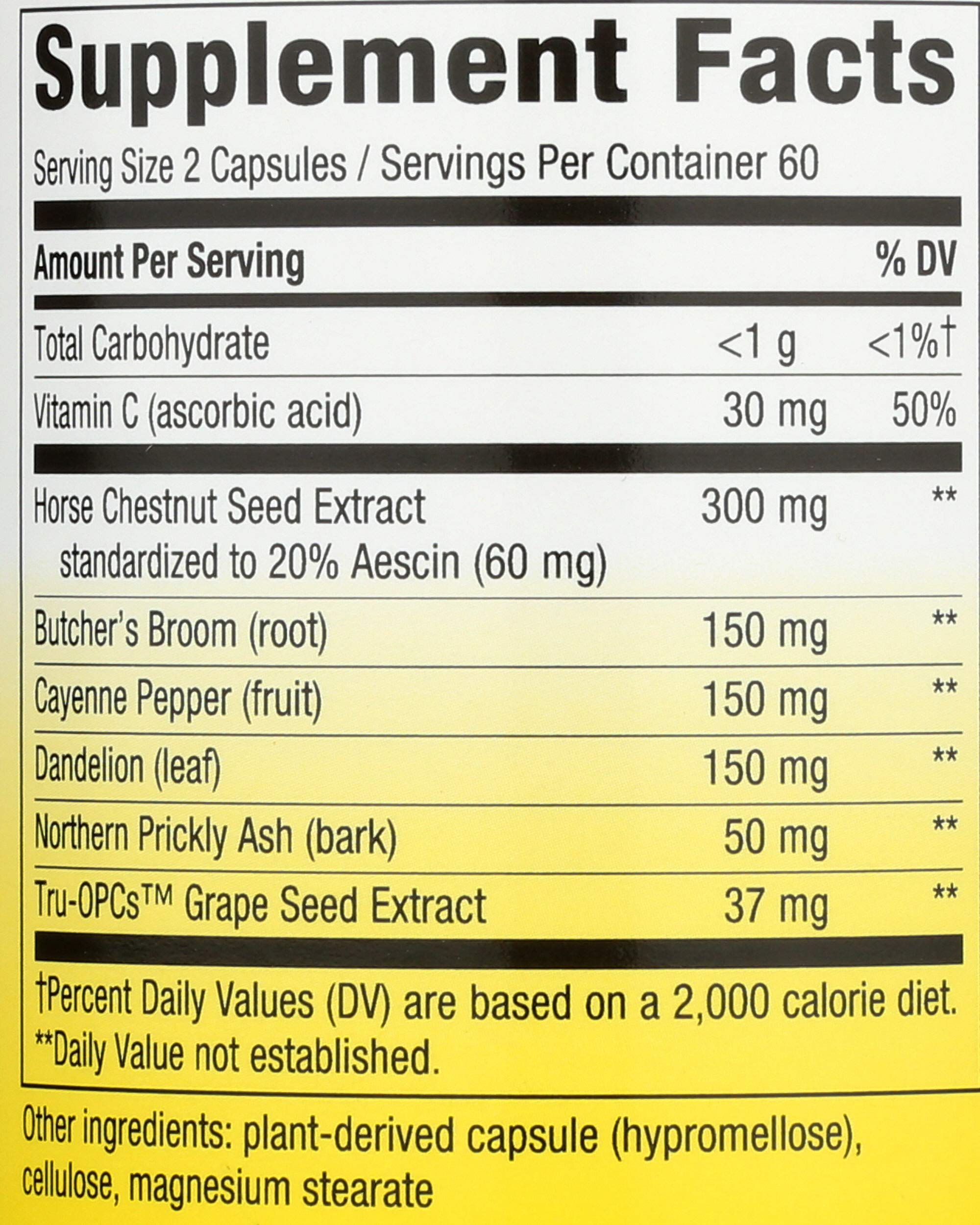 Nature's Way etiqueta detallada con ingredientes y certificaciones