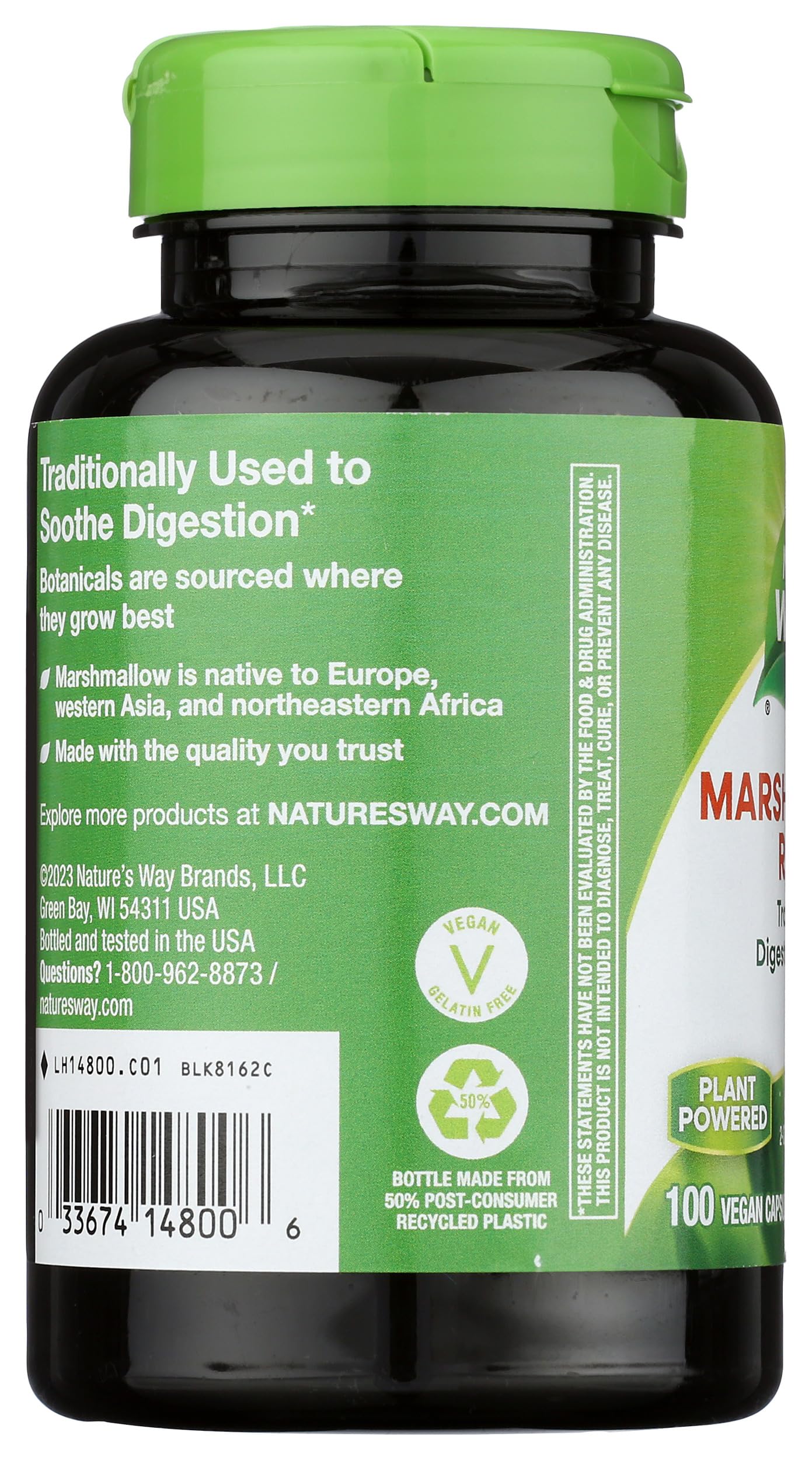 Nature's Way etiqueta con ingredientes y transparencia de fabricación
