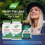 Nature's Way frasco junto a regla para mostrar 100 tabletas en escala