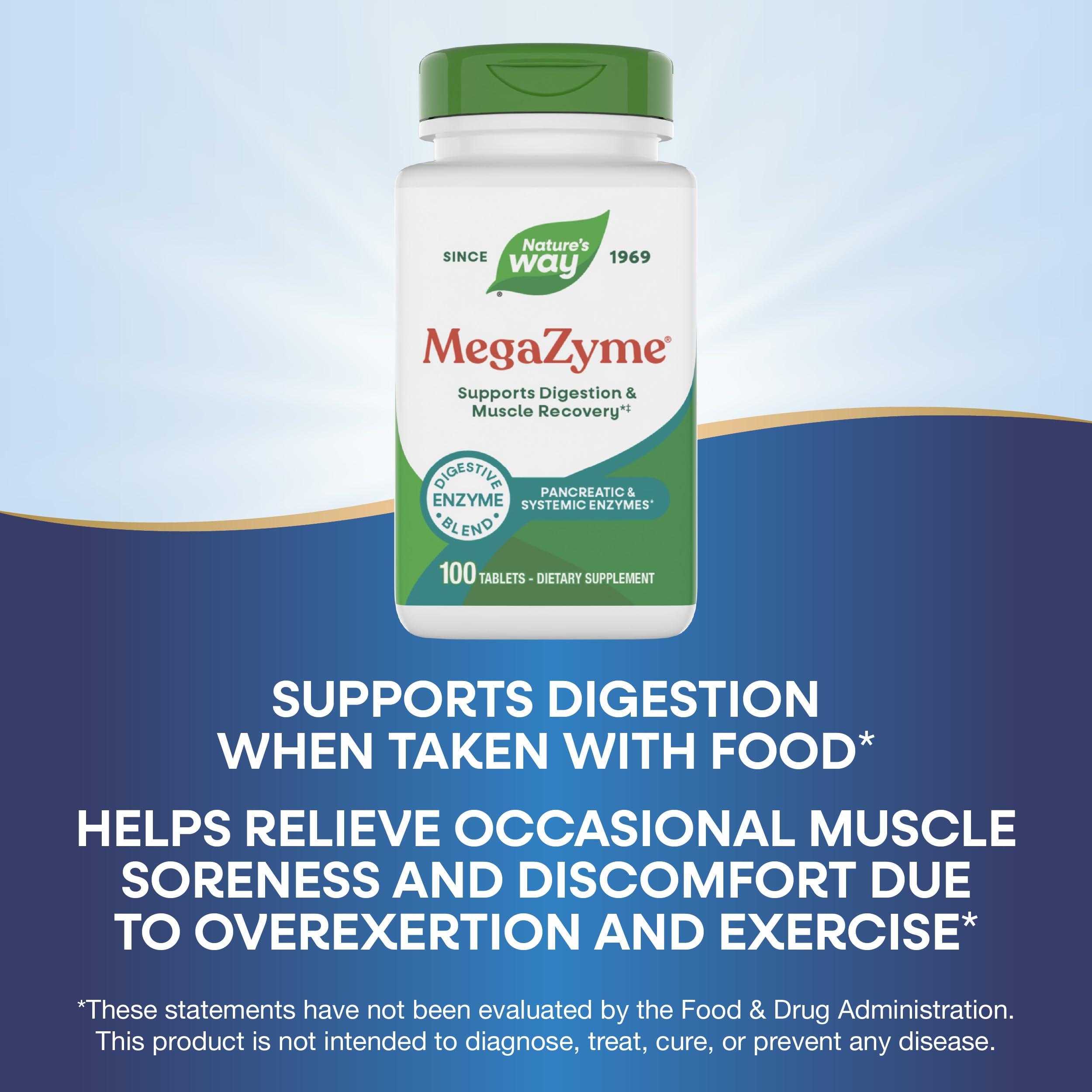Nature's Way Mega-Zyme junto a comida representando apoyo digestivo