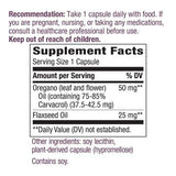 Nature's Way etiqueta nutricional legible con concentración de carvacrol
