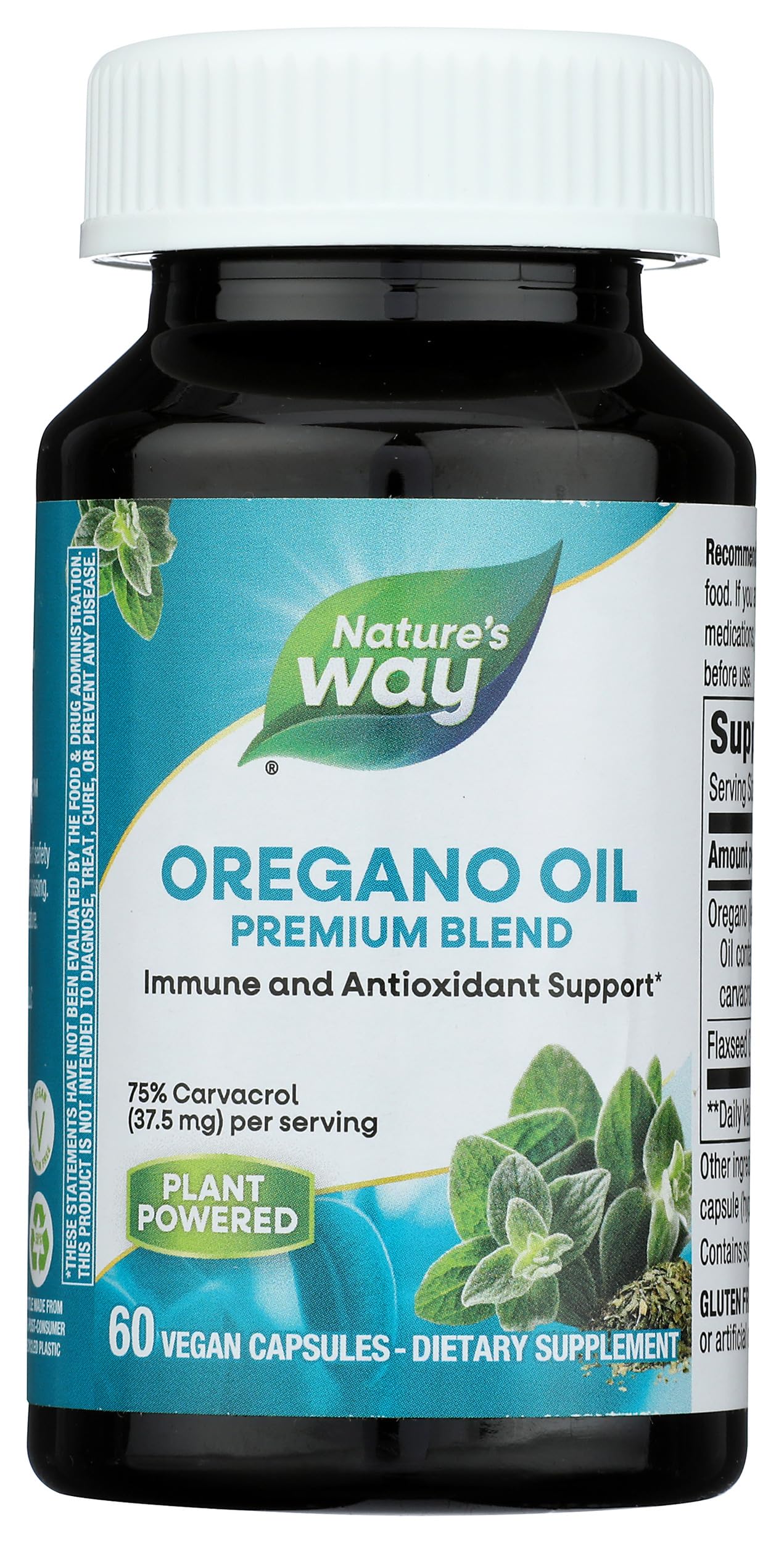 Nature's Way frasco frontal del producto muestra envase y 60 cápsulas beneficios claros