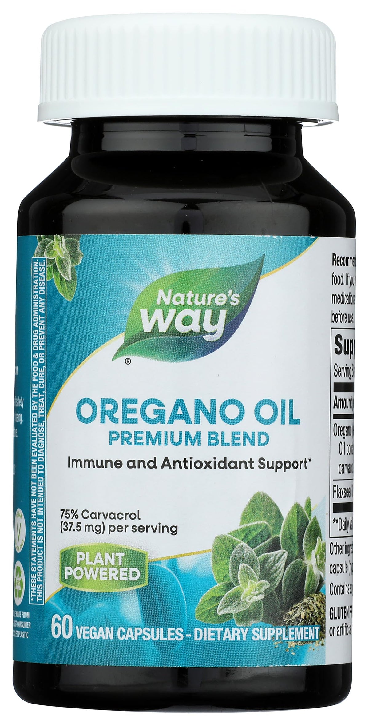 Nature's Way frasco frontal del producto muestra envase y 60 cápsulas beneficios claros