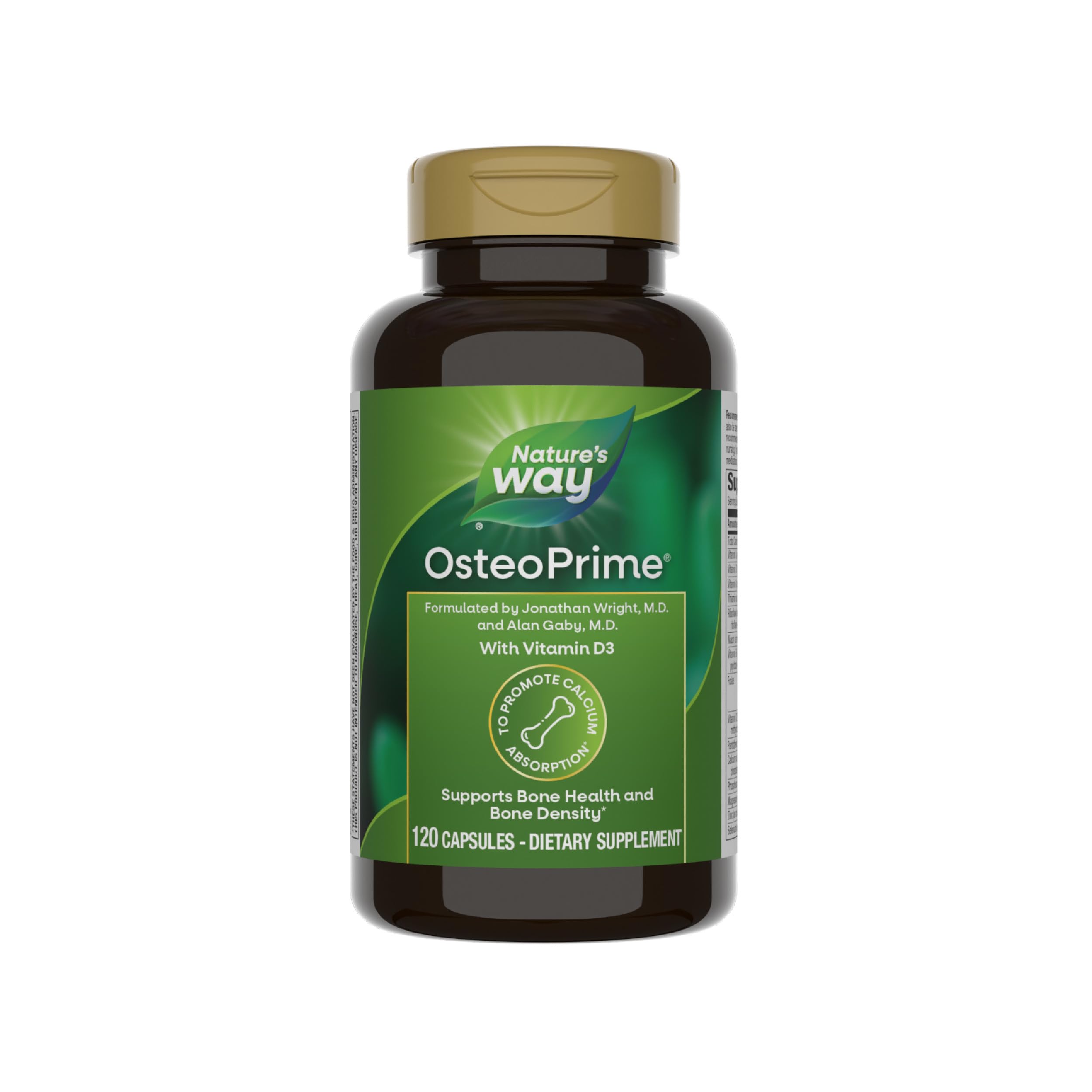 Nature's Way OsteoPrime frente del empaque mostrando el nombre y beneficio