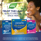 Nature's Way caja abierta con 30 softgels de Pearls Elite mostrando el empaque interior