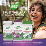 Nature's Way frasco junto a moneda para comparar tamaño del producto