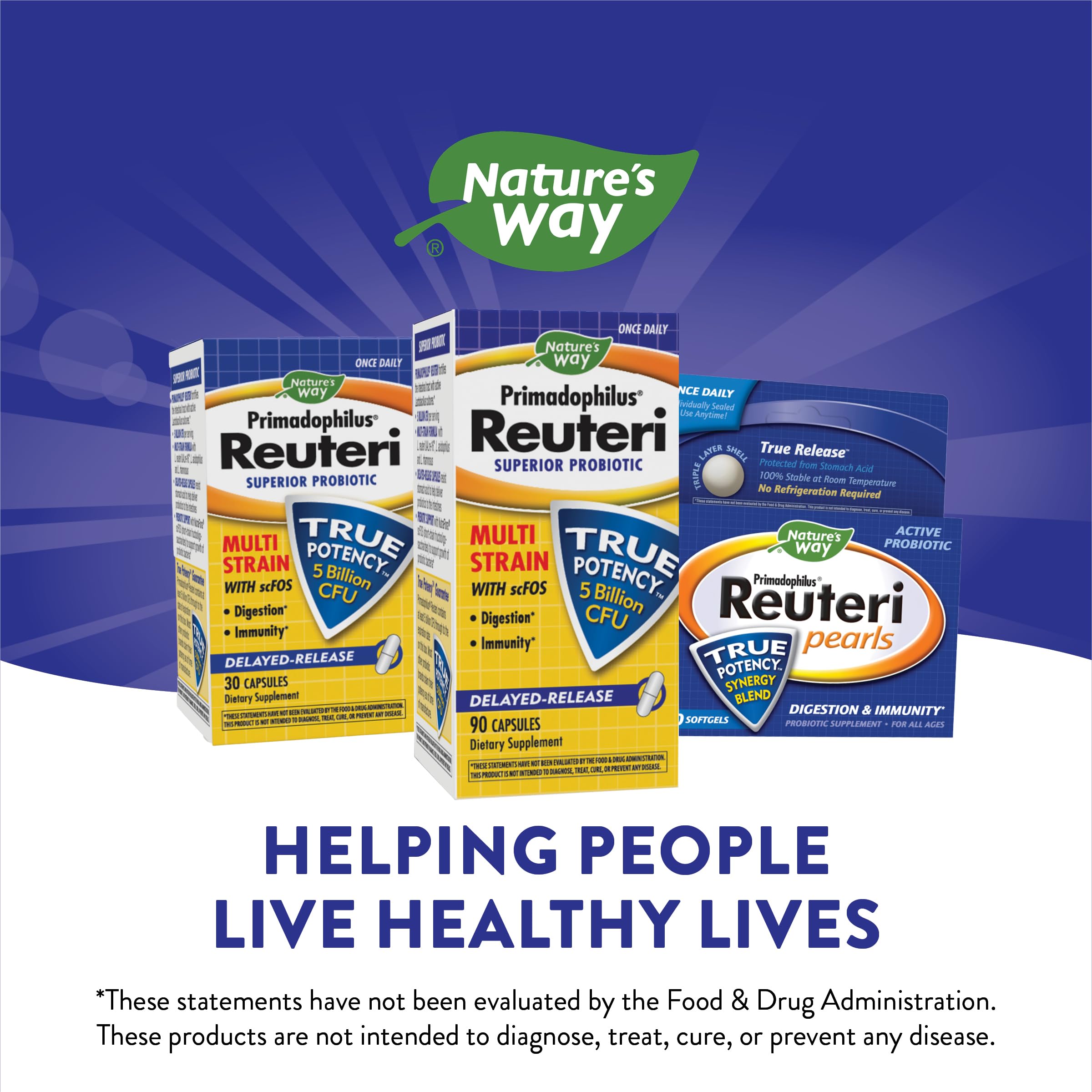 Nature's Way Primadophilus Reuteri etiqueta con lista de cepas e ingredientes clave