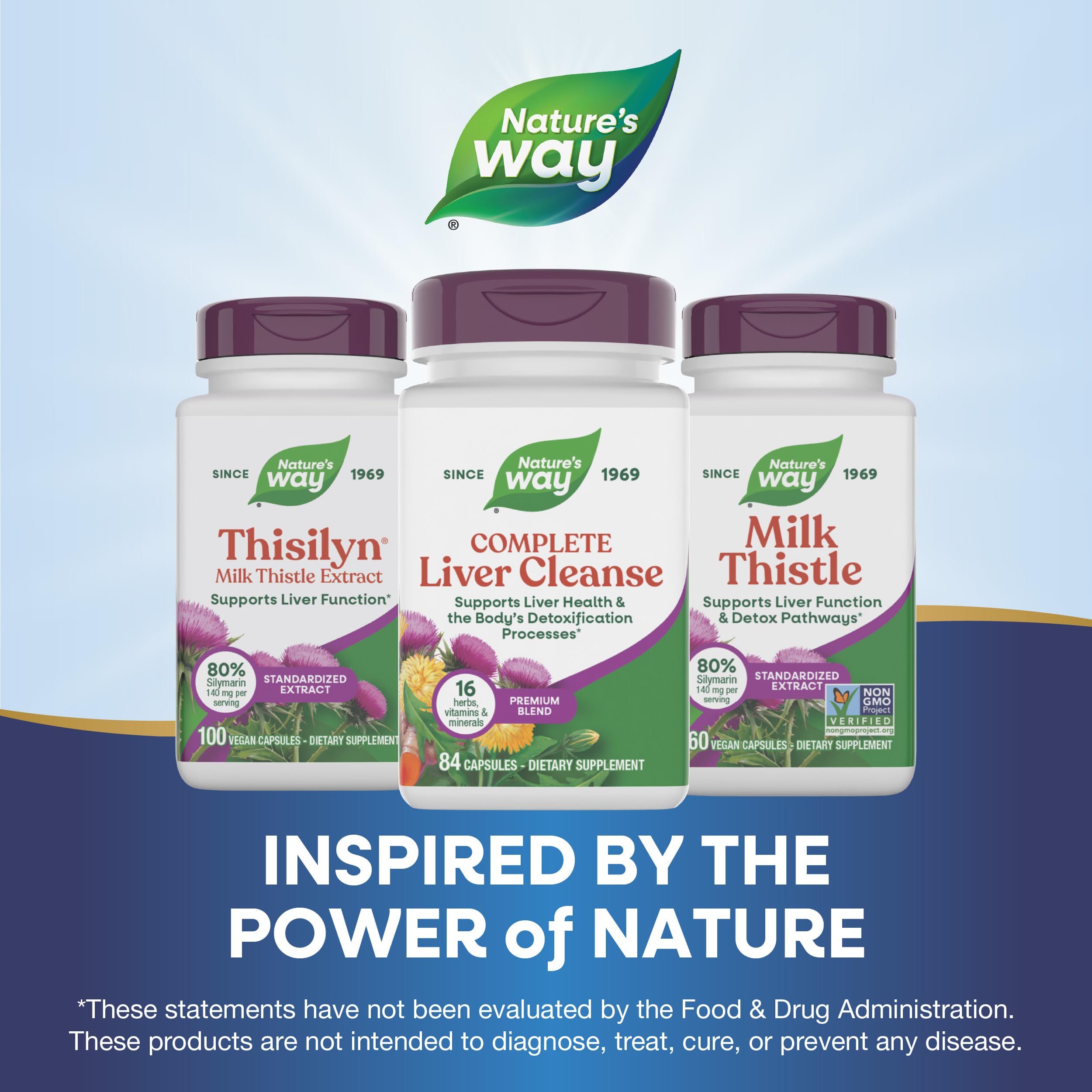 Nature's Way producto junto a frutas y verduras para contexto saludable