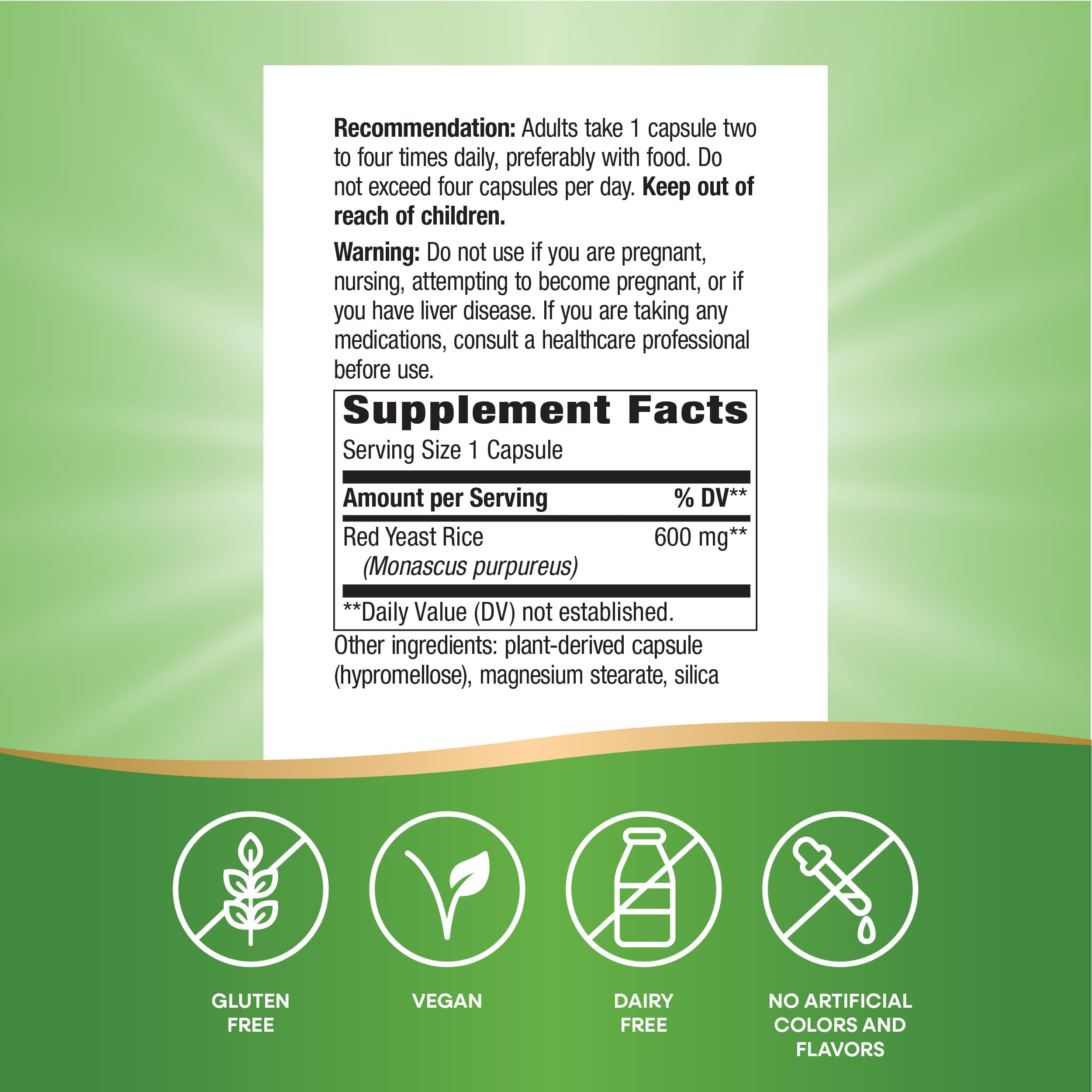 Nature's Way etiqueta con lista de ingredientes y beneficios transparentes
