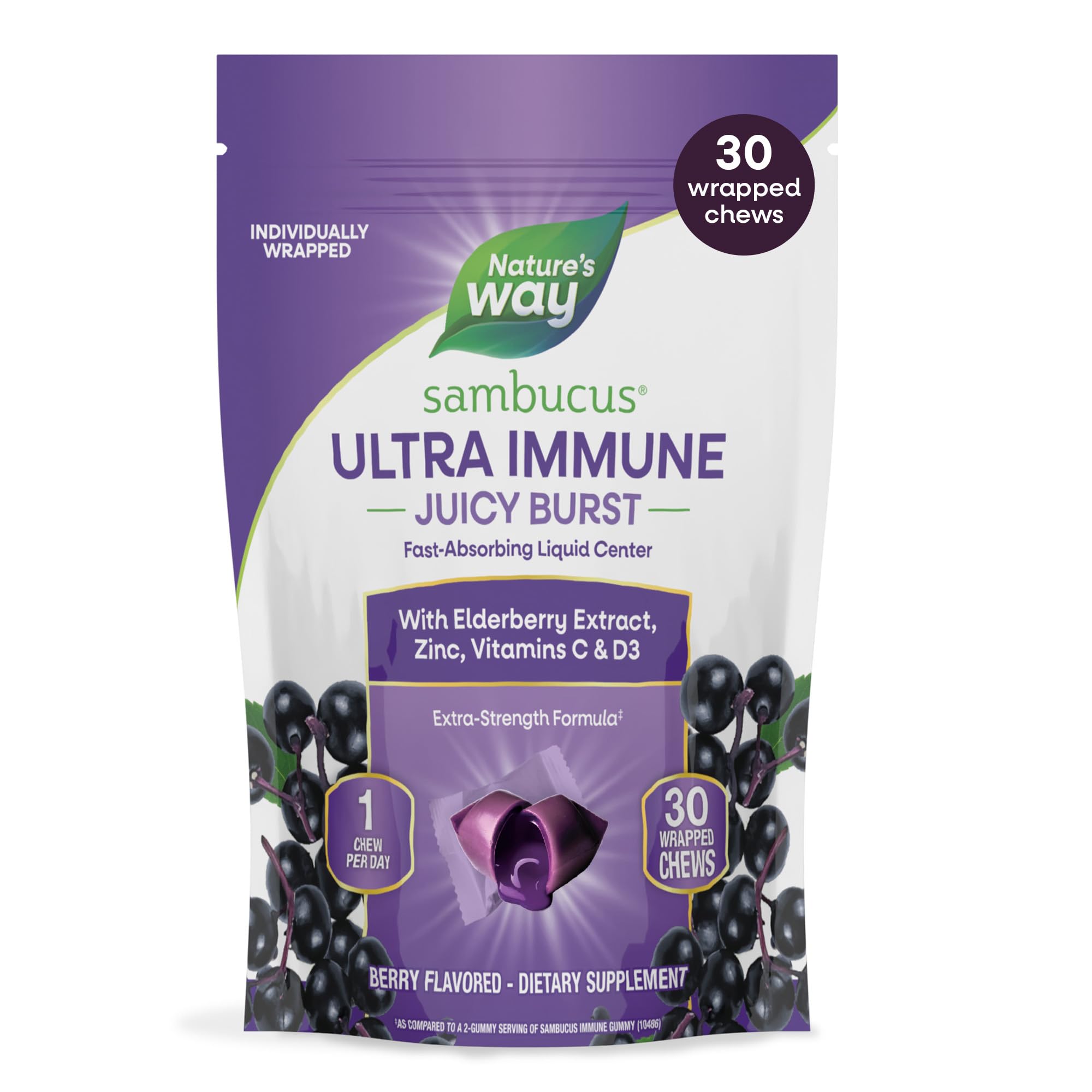 Nature's Way caja frontal mostrando masticables y beneficios visibles