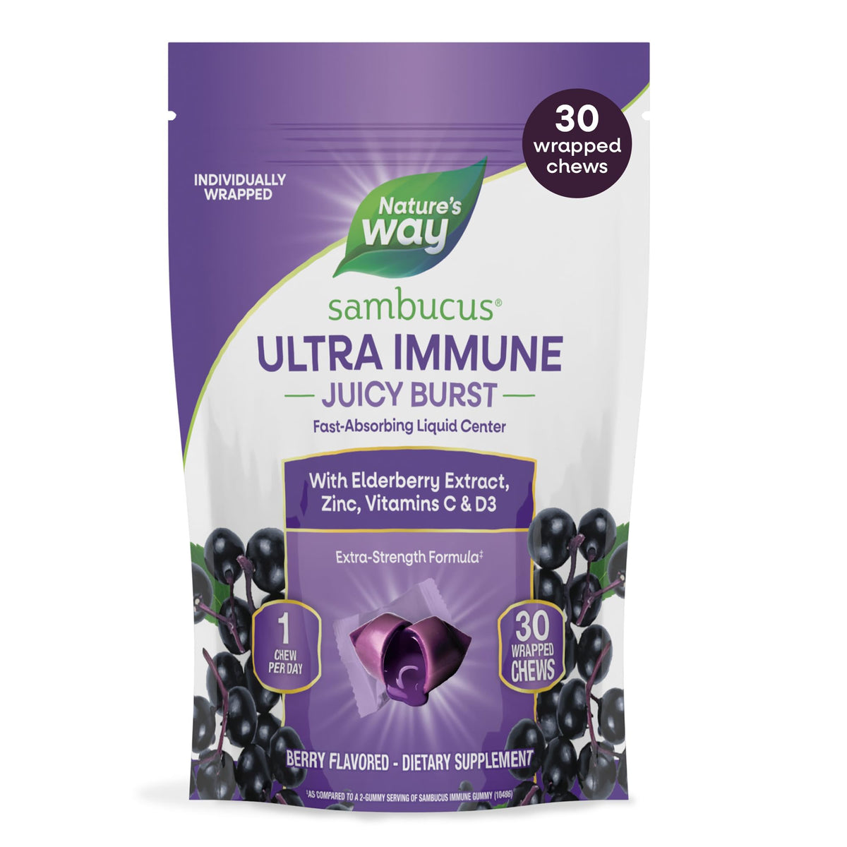 Nature's Way caja frontal mostrando masticables y beneficios visibles