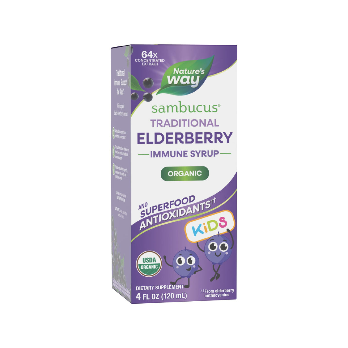 Nature's Way frasco y empaque frontal mostrando el producto y beneficios