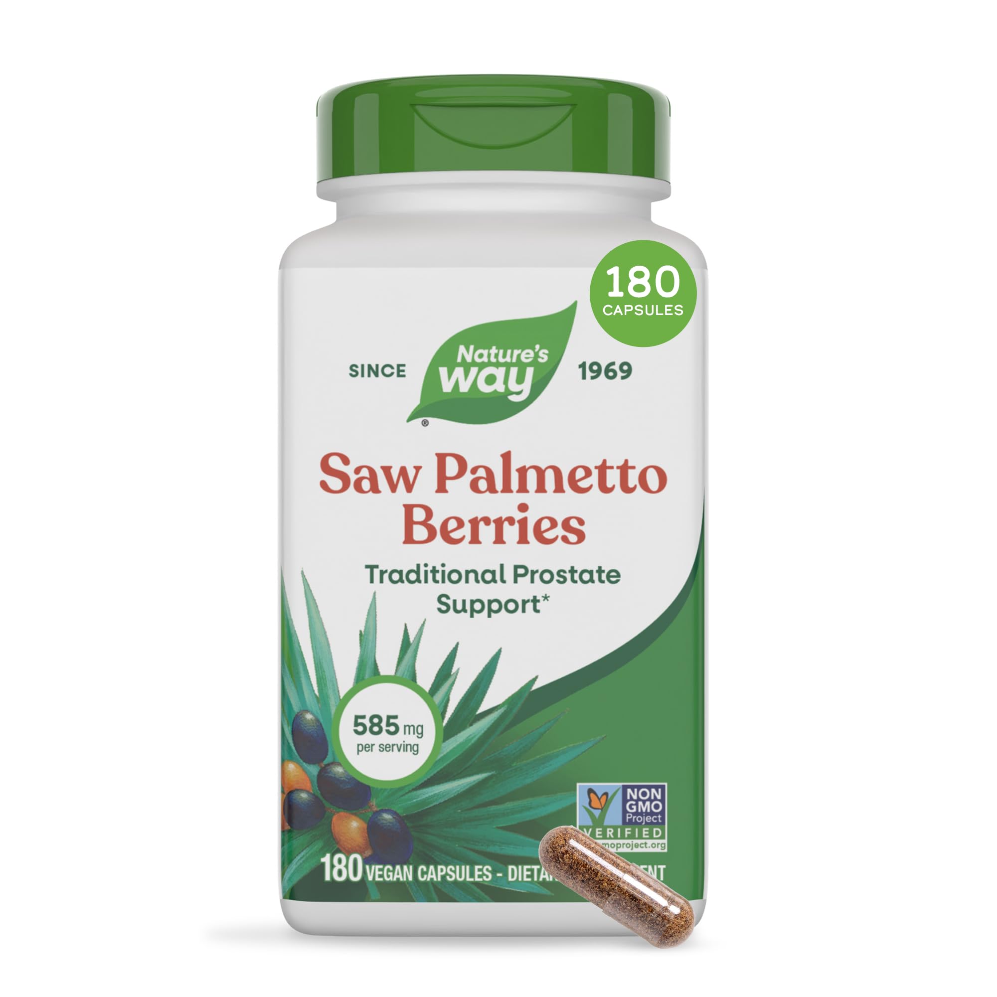 Nature's Way frasco delantero mostrando cápsulas y marca, beneficio confianza