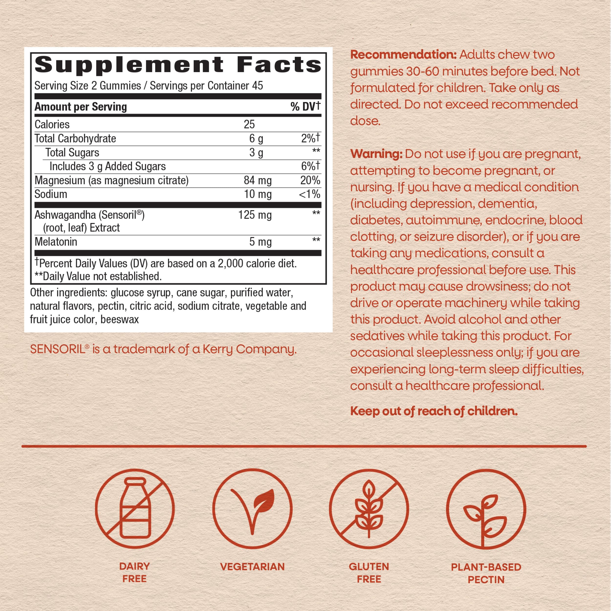 Nature's Way etiqueta nutricional y lista de ingredientes legible y clara