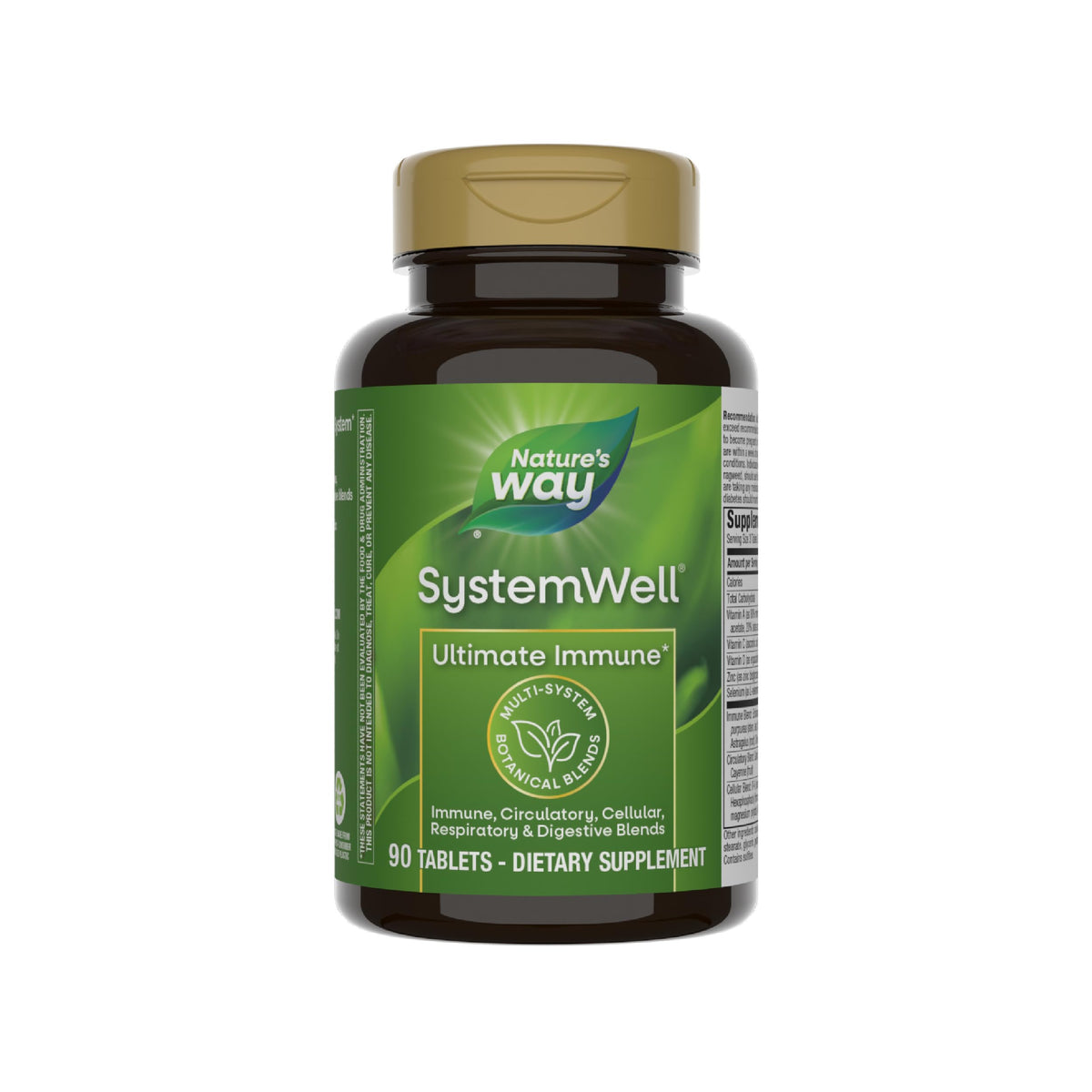 Nature's Way envase frontal mostrando 90 tabletas y beneficios
