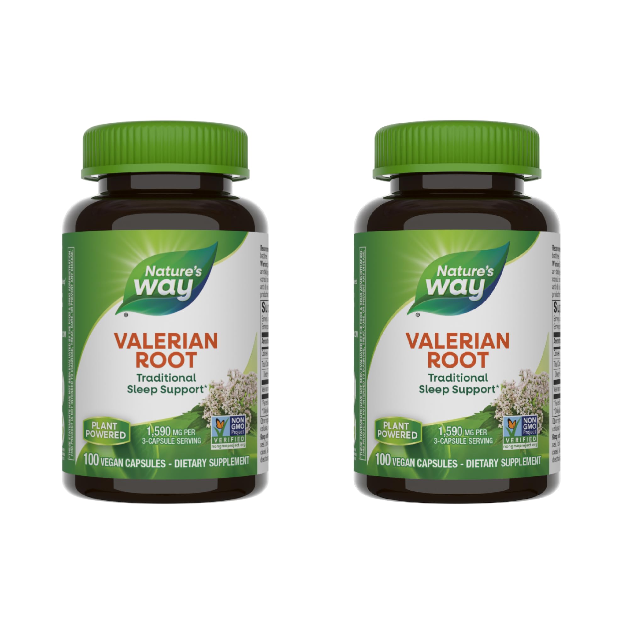 Nature's Way frasco frontal mostrando 100 cápsulas y ventaja vegana