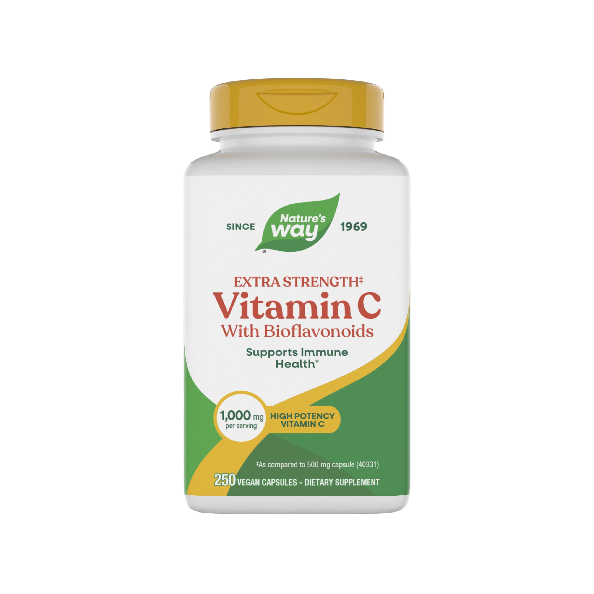 Nature's Way envase frontal mostrando 250 cápsulas y beneficio vegano