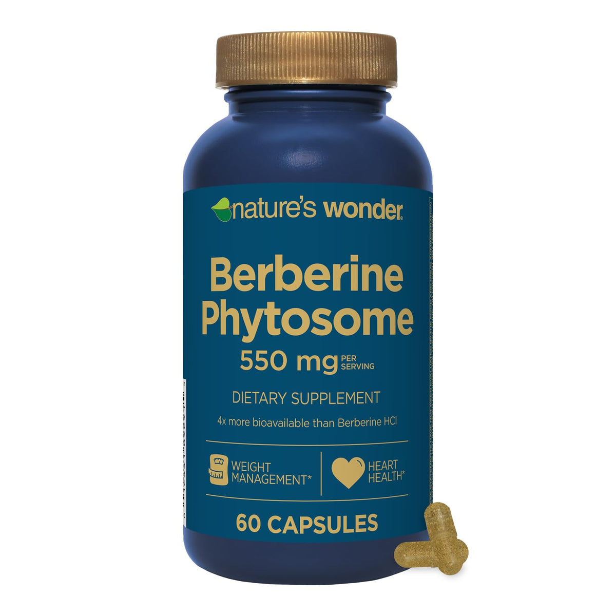 Nature's Wonder frasco frontal mostrando etiqueta y beneficio metabólico