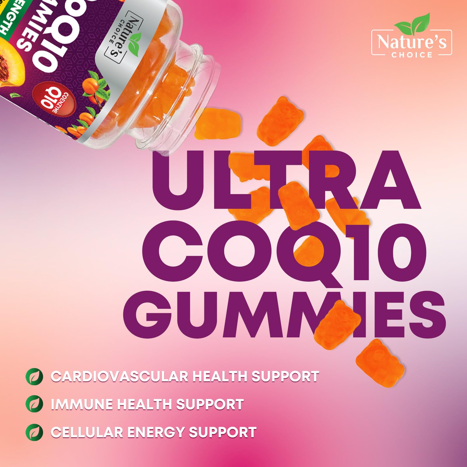 Nature's Choice gominolas en bol indicando porción diaria práctica