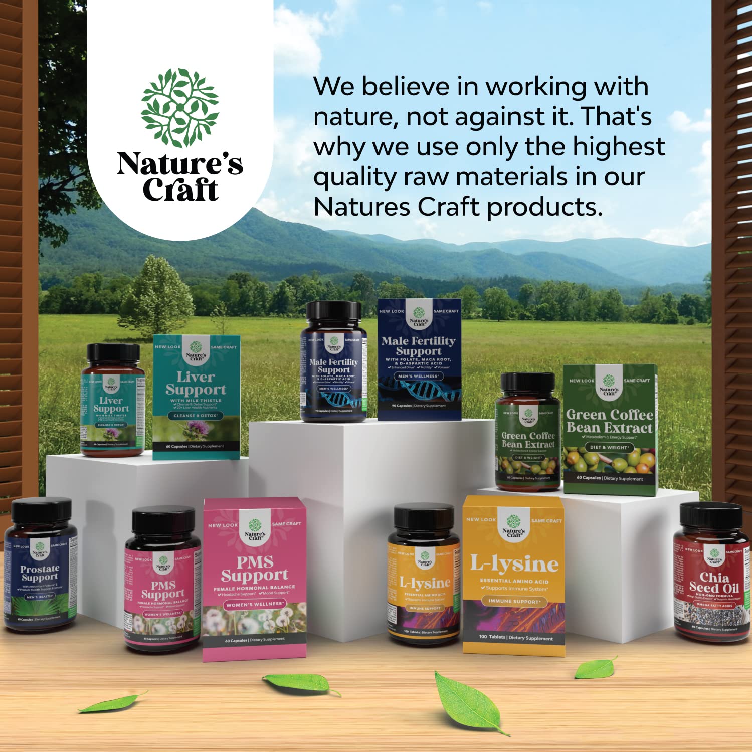 Natures Craft disposición de extractos herbales representando complejo plant-based