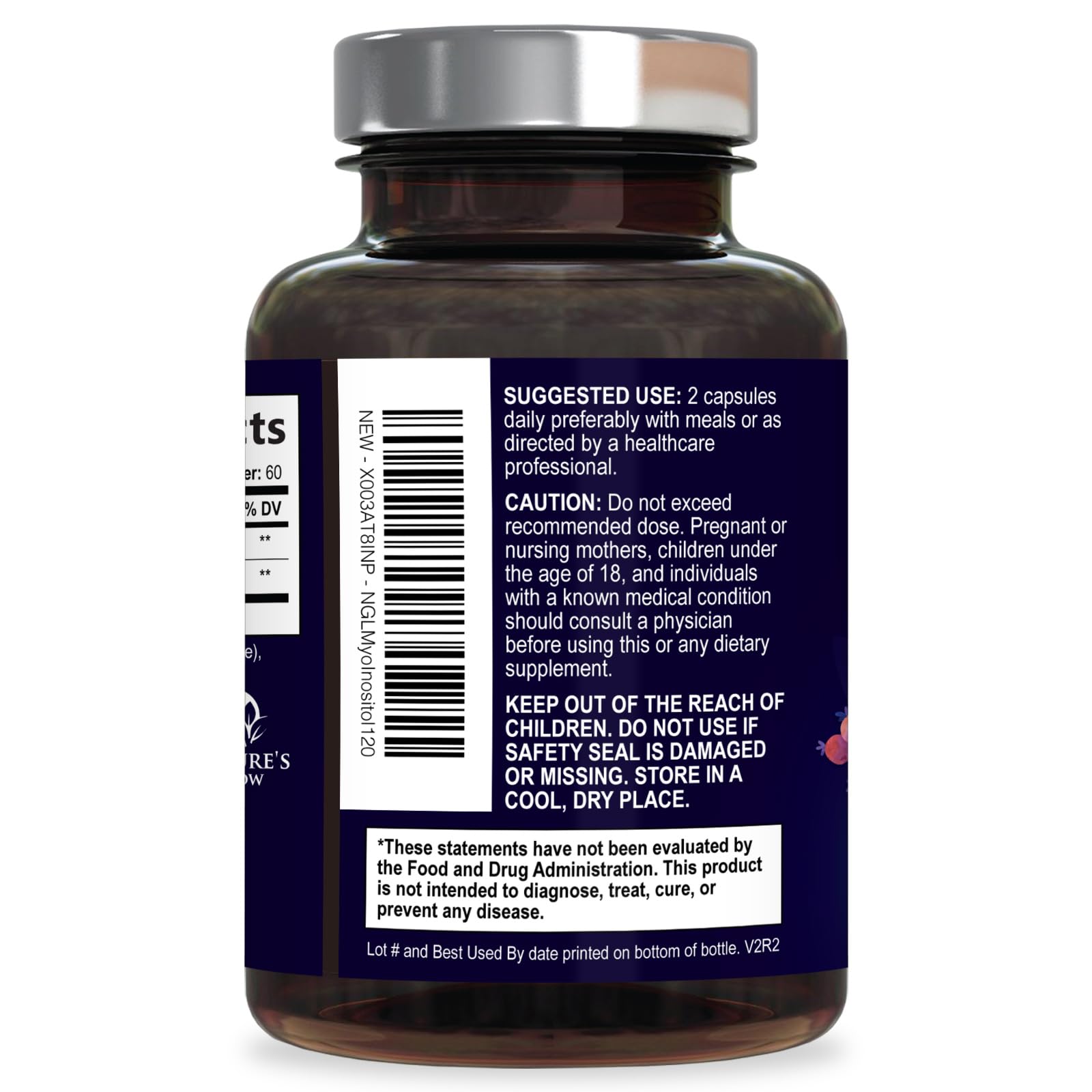 Nature's Glow sellos vegano, no OGM y cGMP resaltando confianza