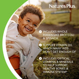 NaturesPlus frasco abierto con 90 tabletas para 45 raciones aproximadas