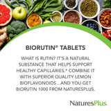 NaturesPlus Biorutin etiqueta con ingredientes y certificaciones para mayor confianza