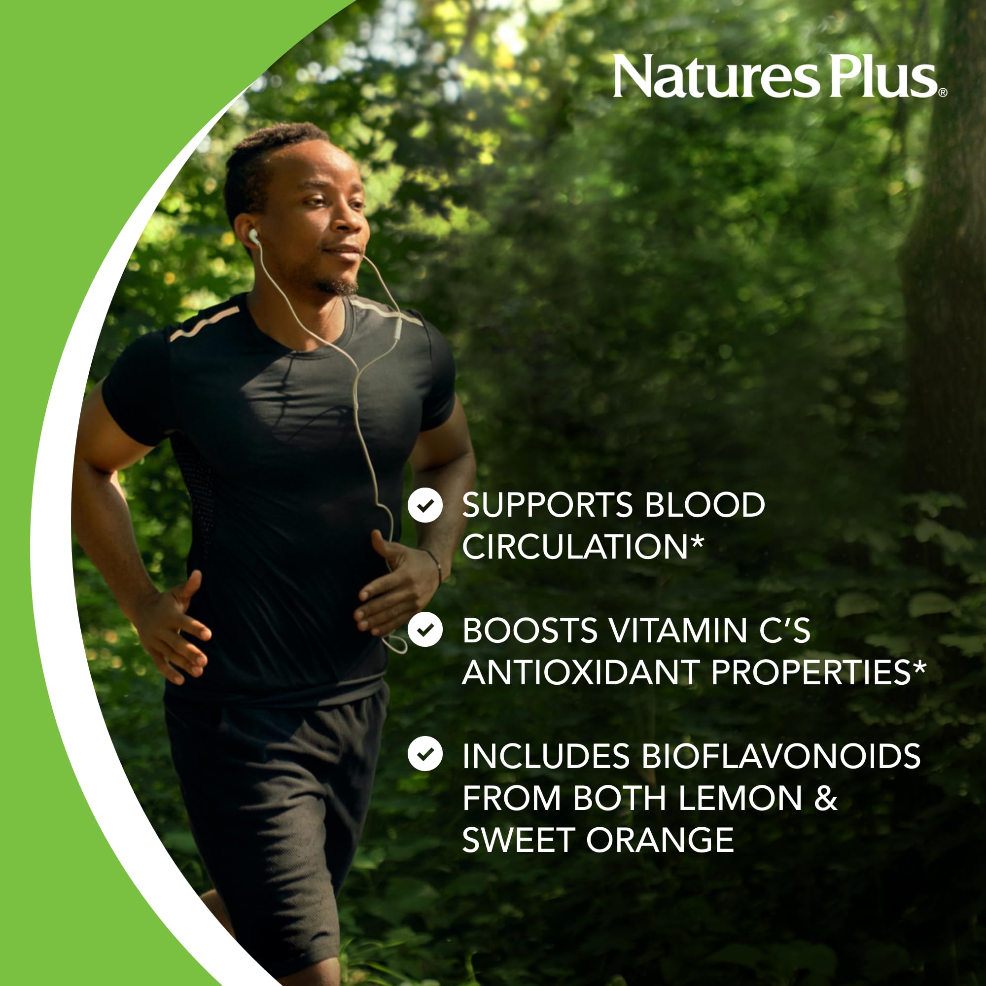 NaturesPlus Biorutin mano sosteniendo tableta indicando uso diario sencillo