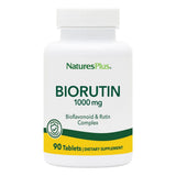 NaturesPlus Biorutin frente del envase mostrando 90 tabletas y ventajas vegetarias