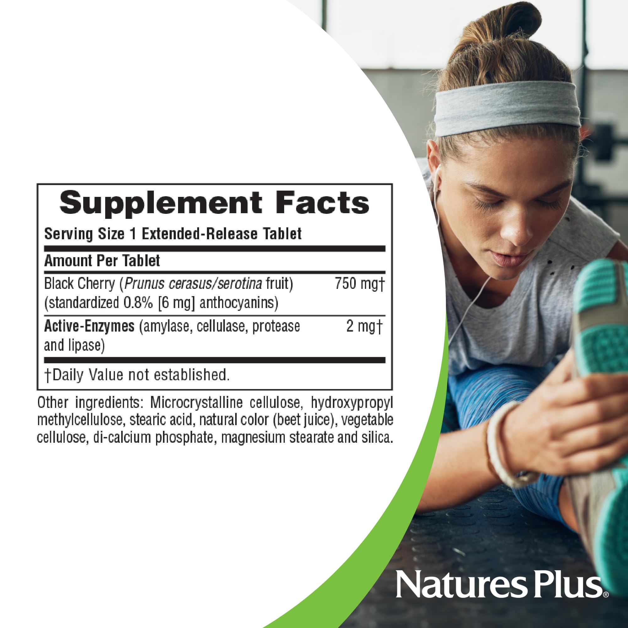NaturesPlus persona tomando la tableta como parte de su rutina diaria saludable