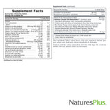 NaturesPlus detalle de etiqueta con ingredientes y certificaciones de calidad