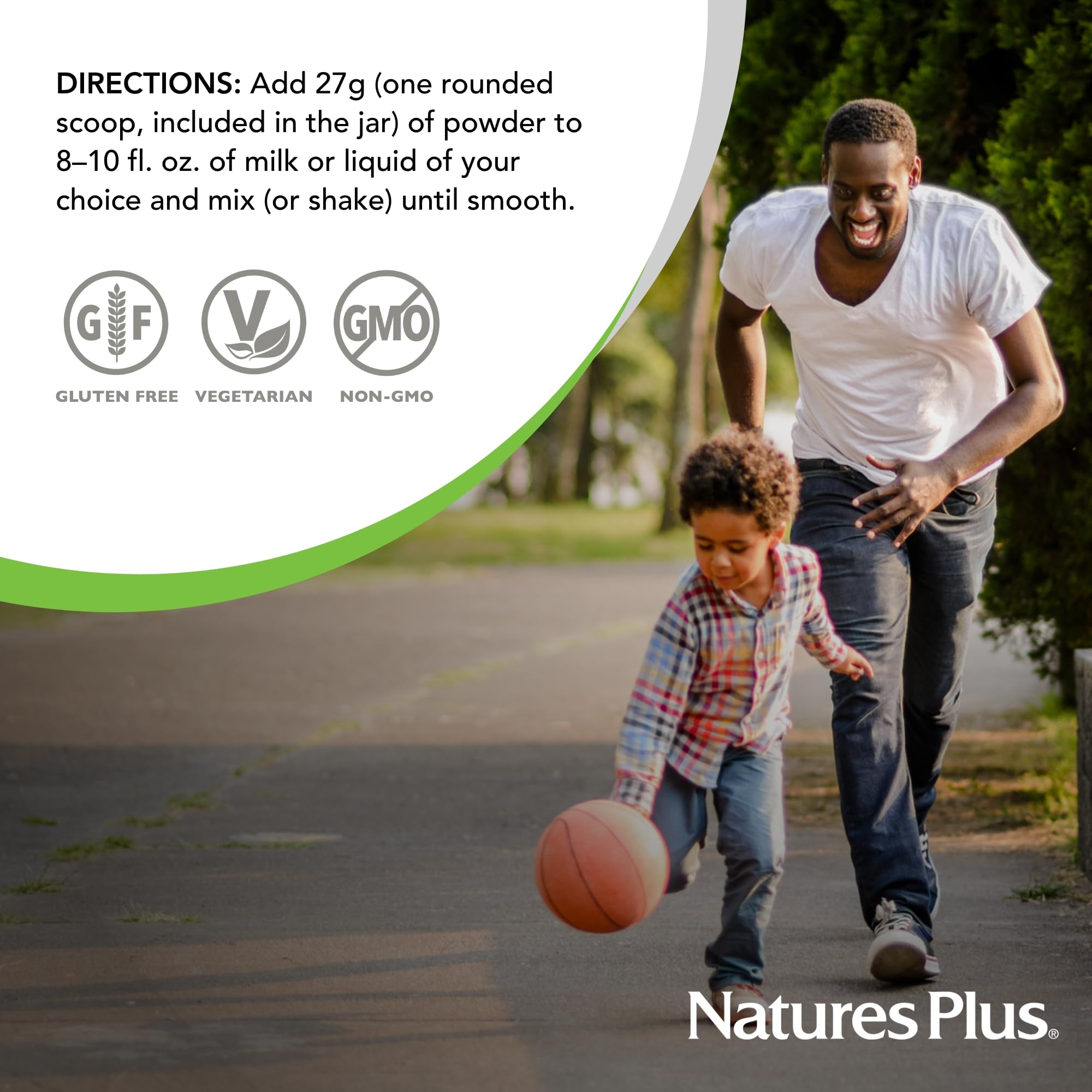 NaturesPlus comparación de ración junto a objetos cotidianos