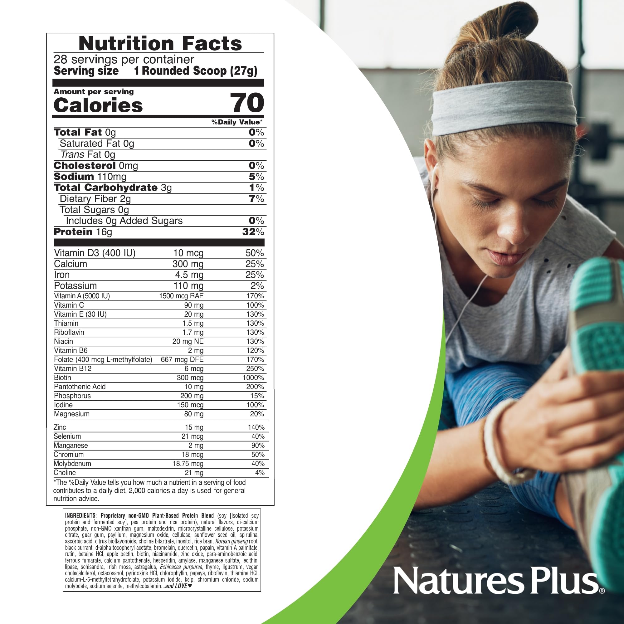 NaturesPlus ingredientes naturales en mesa, refleja pureza