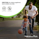 NaturesPlus envase abierto con tabletas destacando cantidad por paquete
