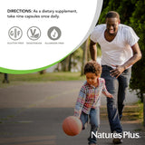 NaturesPlus estilo de vida saludable con suplemento en mesa de desayuno