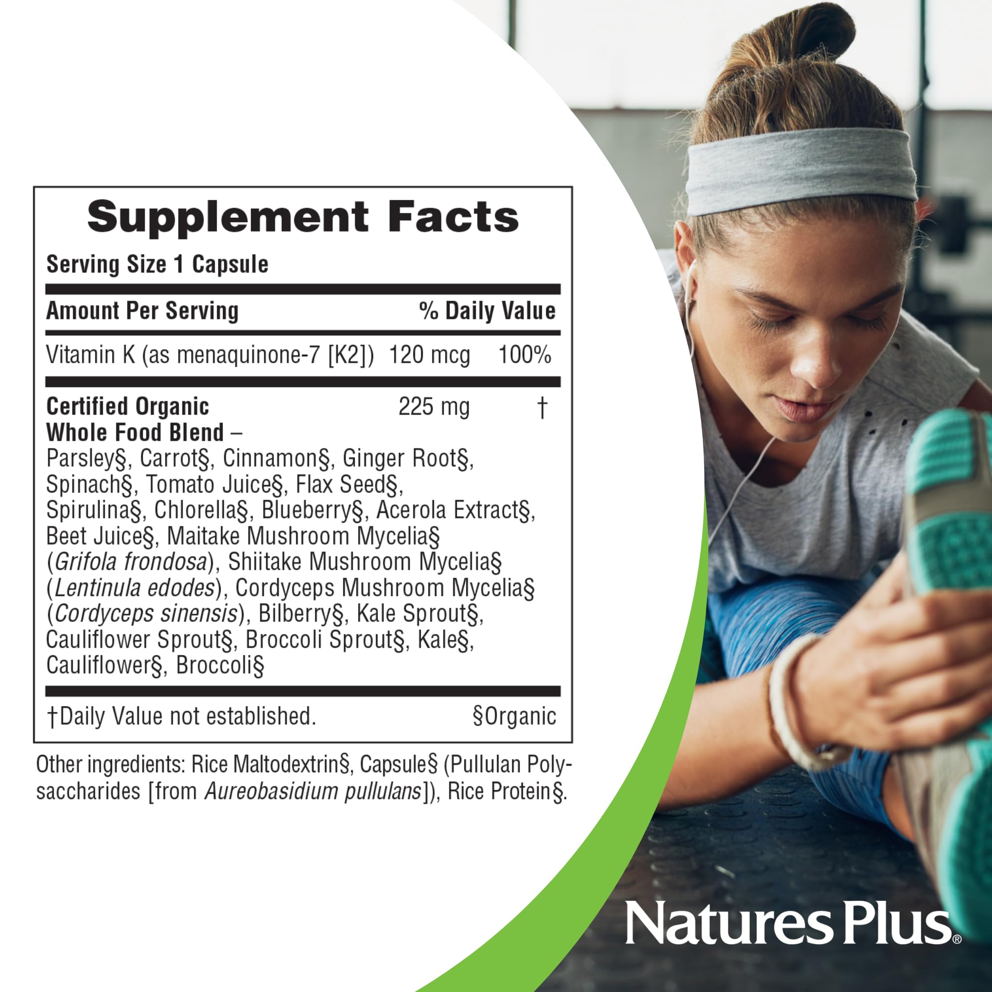 NaturesPlus etiqueta con certificaciones USDA Organic y Non-GMO para confianza