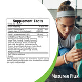 NaturesPlus etiqueta con certificaciones USDA Organic y libre de gluten