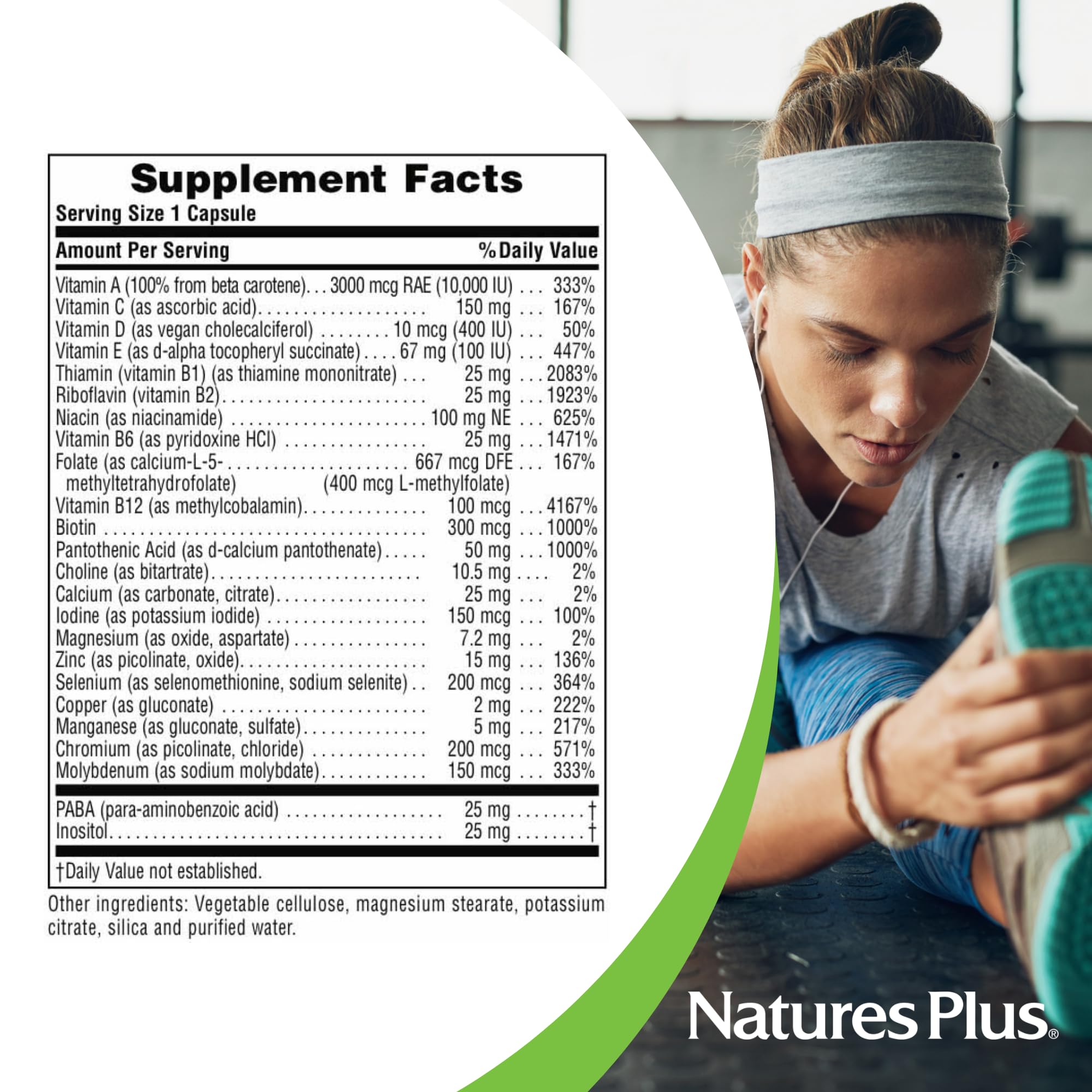 NaturesPlus etiqueta de ingredientes legible para transparencia y pureza
