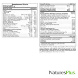 NaturesPlus etiqueta con ingredientes resaltando limpieza y sin alérgenos